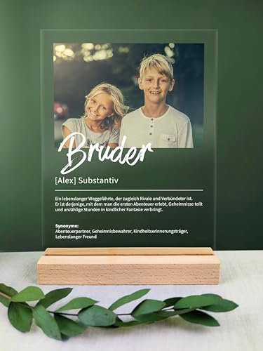 Bruder Geschenk personalisiert - Acryl Foto Geschenk: Definition wie im Duden - Bester Bruder Geschenk, Großer Bruder Geschenk, Bruder Geschenk Geburtstag, Bruder Geschenk Geburtstag, Grosser Bruder