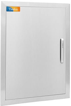Treshin Outdoor-Küchentüren 45,7 cm B x 50,8 cm H, Edelstahl, Einzel-Grill-Zugangstür mit abnehmbaren Griffen, bündige Montage, für Grillinsel, Grillstation, Außenschrank, Außenküche