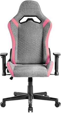 Mars Gaming MGC-Pro, Silla Gaming Profesional, Acabado Fabric Transpirable, Reposabrazos 2D y Respaldo Reclinable 135°, Cojines Lumbar y Cervical Soft-Touch, Ruedas XL y Pistón Gas Clase 4, Rosa