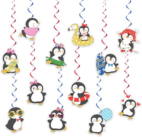 24 Pcs Pinguin Hängende Wirbel Pinguin Spiralen Decke Wirbel Dekorationen Pinguin Hängende Dekorationen für Pinguin Geburtstag Dekorationen Party Zubehör