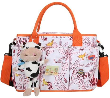 SONARIN Multifunktionale Niedliche Baby Wickeltasche,Wasserdichte Leichte Reise Wickeltasche Umhängetasche Tragetasche Henkeltaschen Babytasche mit Kinderwagen Haken(Leopard)