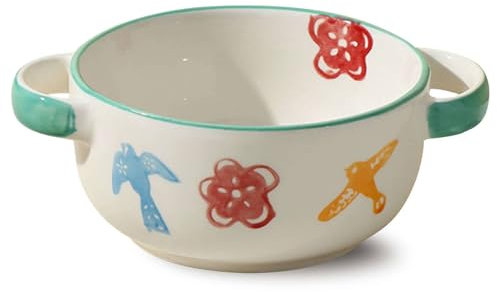 TYMYYS Suppentassen Mit Henkel,suppenschüssel Mit Griffen, Bouillonbecher, Cremesuppenschalen Porzellan, Keramikschale-blau-15x15x7cm, 700ml