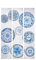 Paravent Bleu Blanc Toile 122 x 2,5 x 180 cm Assiette