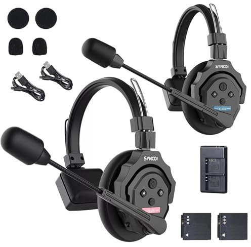 EACHSHOT SYNCO XTalk X2 2.4GHz Wireless Headset Intercom System Random Master Device 350m Operating Range for Movie Shoot Live Show Stage Performance Real-time Monitoring (2Pcs)