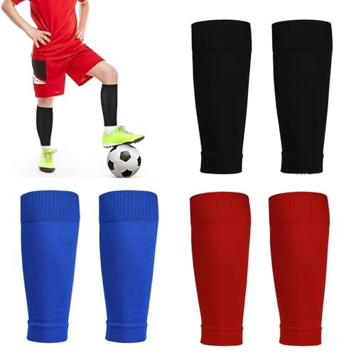 Belvanr 3 Paires Chaussettes de Protection Tibia de Football Enfant Chaussette Coupe Foot Chaussettes D'entraînement élastiques Chaussette Foot Enfant pour Garçons et Filles de 5 à 12 Ans pour Sport