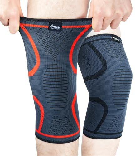 Actesso Órtesis Rodillera Tubular Compresión Elástica para alivio del dolor durante el ejercicio o después de una lesión (Gris, L (Paquete de 1))