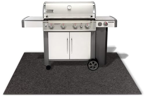 Floordirekt BBQ-Matte Dalton - Grillschutzmatte für Terrasse, Balkon & Garten - Bodenschutzmatte Grillunterlage Grillmatte - Feuerfester Grilluntergrund (200 x 200 cm, Anthrazit)