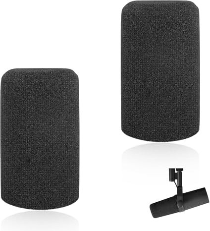 2PCS Microphone Pop Filter Foam Cover Compatible with Shure SM7B SM7dB, Windscreen Replacement for Noise Reduction