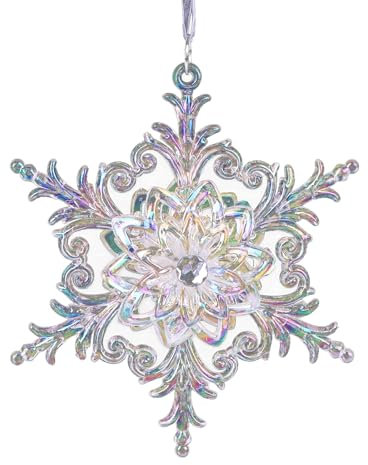 BETESSIN Schneeflocken Deko Weihnachten - Kristall Schneeflocken Anhänger Transparent Bunt - Weihnachtsanhänger aus Acryl - Weihnachtsbaum Deko - Weihnachtsdeko für Christbaumschmuck (13cm)
