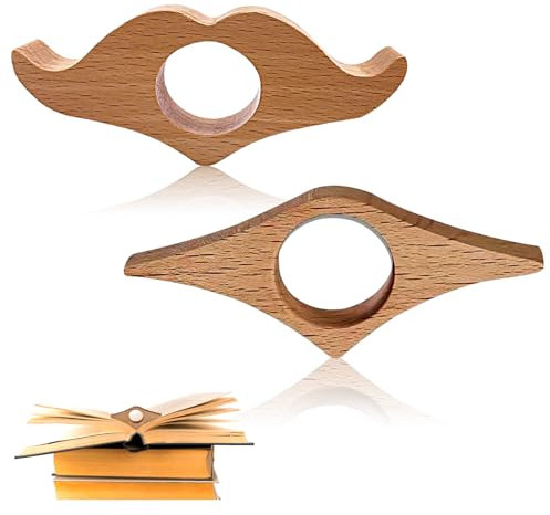 Kytpyi Bague de Lecture, Supports de Page de Livre, 2 Pièces Porte Page de Livre en Bois Fait à la Main Minimaliste pour la Lecture Cadeau, Accessoire Lecture Créatif pour Professeur Étudiant Amis
