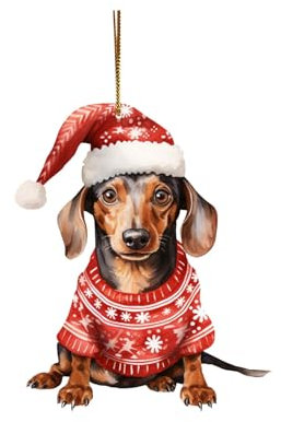 Rentiere Weihnachten Deko Witzige Weihnachtskugeln Weihnachtsbaum Schnee Weihnachtsschmuck, süßer Hund, Weihnachtsschmuck aus Acryl, Weihnachtsbaumschmuck, Anhänger, Weihnachtsschmuck, Autoanhänger