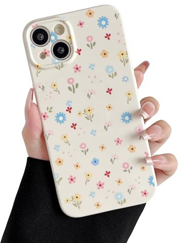 ZTOFERA iPhone 15 Plus Case - Floral Aesthetic Pattern, Slim Soft TPU Shockproof Protective Phone Cover - Beige Floral