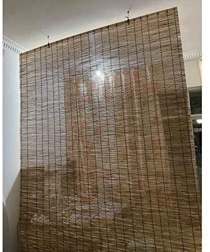 Bambus-Rollos für Fenster mit Haken, winddicht und UV-Isolierung, Seitenzug-Design, 120 x 200 cm (B x H)
