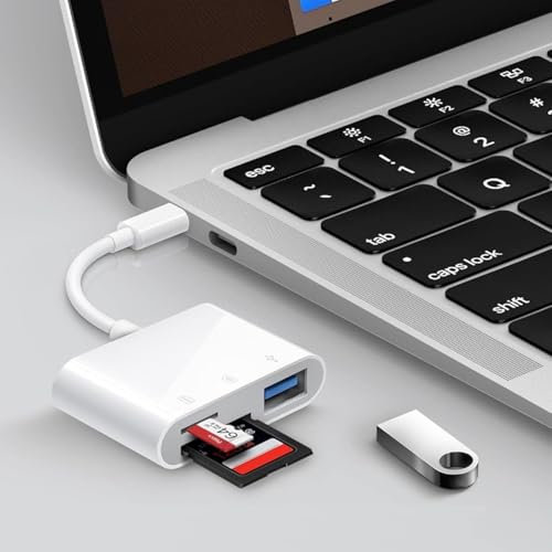 AYMBH 3-in-1 USB Type-C Adapter Hub High-Speed Data Transfer & Memory Card Reader Adapter for SD, TF, CF Cards Compatible with iPhone 15, MacBook, Samsung S21/S20, iPad Pro, & USB-C Devices Converter