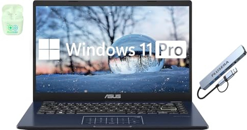 ASUS Computer portatile FHD da 14, Intel Pentium a 4 core, Windows 11 Pro con Microsoft Office Lifetime Suite, 4 GB di RAM 1,2 TB di memoria (SSD da 1 TB + docking station da 256 GB + 64 GB eMMC),