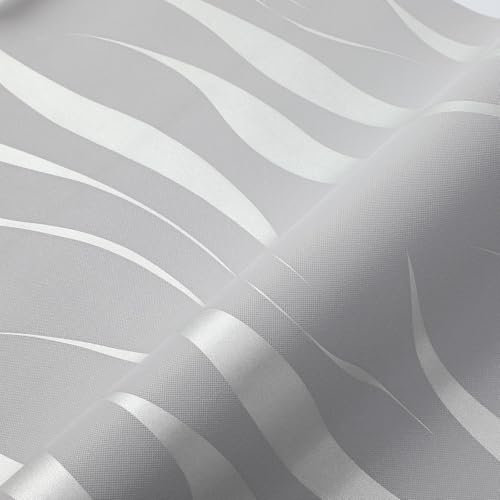 Lifemaison 3D Wave Pattern Wallpaper,Decorative Modern Gray Wall Paper with Silver Wave Pattern,Non-Woven Waterproof Furniture DIY Wall Paper,for Living Room,Bedroom,Fireplace,Kitchen,53x950M