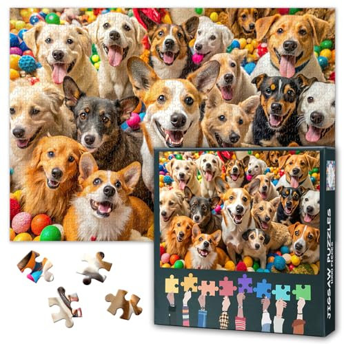 Dogs & Toys Puzzles, Premium Challenging Games Puzzles for Adults 1000 Pieces, Colorful Canine Design, Jigsaw Puzzle Educational Puzzle Game for Adults, Families 27.5 x 19.6
