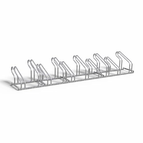 wolk Fahrradständer Boden für 10 Fahrräder, Bügelparker aus Stahl | Modularer Fahrradständer für Mountainbike und E-Bike. Wetterfest, platzsparend und ideal für Garage, Hof und Außenbereich.