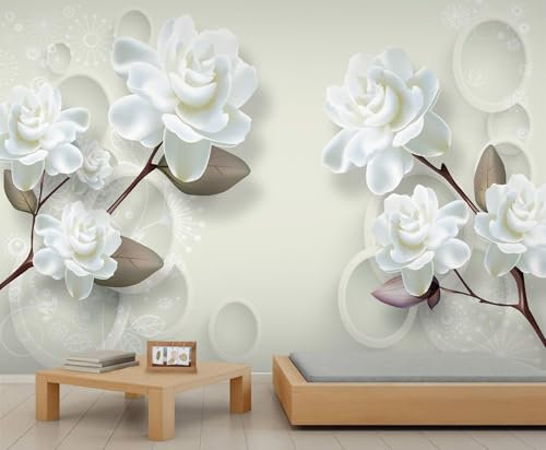 YEMYOR Flower Mural Wallpaper White Rose Wall Paintings Retro Flower Branch Murals Bohemian Pattern Background Wall Stickers For Living Room Bedroom-100x70cm