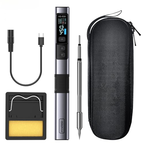 Saldatore Intelligente,HS-02A Kit di Saldatura DC9-24V Soldering Kit Riscaldamento Rapido100W Con Testa Di Saldatura Kit Saldatore Portatile 1 Punte per Saldatore