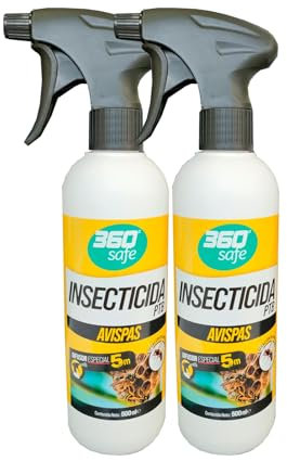 Clim Profesional - 2 Insecticidas Anti Avispas con Difusor de hasta 5 Metros contra Todo Tipo de Avispas. Pack 2 Pulverizadores 500 ml 360º Safe