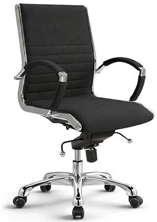 VERSEE Bürostuhl Montreal aus Stoff, Schwarz, Sitzhöhe 52–64 cm | Ergonomischer Schreibtischstuhl mit Wippmechanik und Lendenstütze, für Büro und Homeoffice, bis 150 kg belastbar