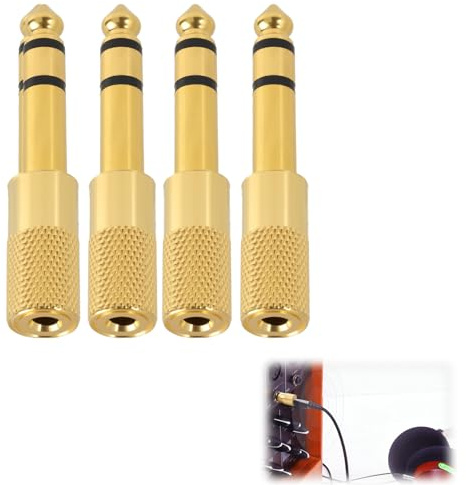 Tuwonwa 4 PCS Headphone Jack Adapter, 3.5mm to 6.35mm Audio Converter, Gold-Plated Stereo Headphone Plug Adaptor for Digital Piano, Electric Keyboard, Amplifier, Speaker, Mixing Console, Sound System