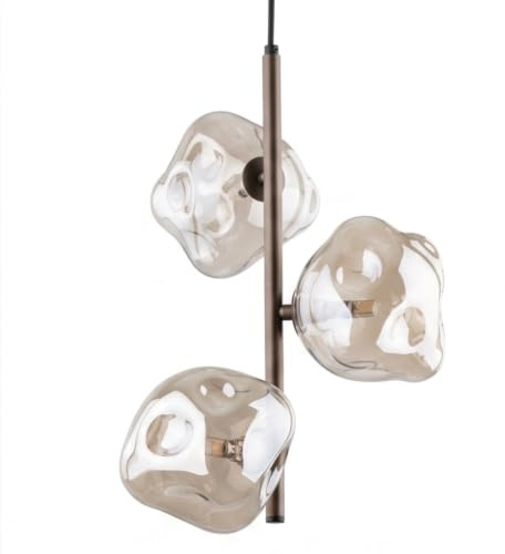 Licht-Erlebnisse Stylische Hängelampe 3-flammig Braun Cognac Metall Glas G9 außergewöhnlich dekorativ B:29 cm moderne Pendelleuchte Küche