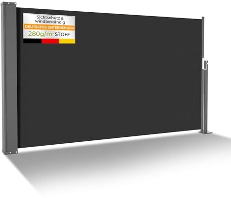HOMEDEMO Alu-Seitenmarkise ausziehbar, 140x300 cm Anthrazit, Sichtschutz Sonnenschutz Markise, Windschutz Wasserdicht Seitenzugmarkise, Seitenrollo für Balkon, Terrasse, Garten
