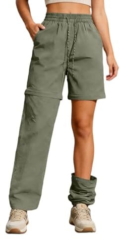 Générique Pantalon De Randonnée Convertible Femme, Jambes Amovibles, Léger, Séchage Rapide, Pantalon Cargo Extérieur, Short Réversible, Poches pour Marche et Activités Outdoor
