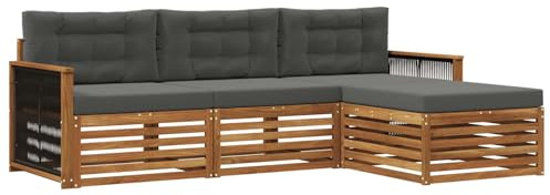 vidaXL Outdoor-Sofagarnitur Natur und Anthrazit 249 x 162,5 x 73 cm, Garten Sofa, modernes Lounge Set, entspanntes Terrassenmöbel für chillige Stunden, bequem und stylisch