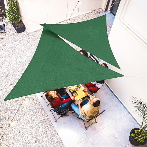 jarolift Sonnensegel Dreieck Gleichseitig Atmungsaktiv Sonnenschutz Sichtschutz für Balkon Terrasse Garten HDPE-Gewebe, 360 x 360 x 360 cm, Grün