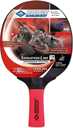 Donic Schildkröt Sensation 600 ASG | Pala Tenis de Mesa Nivel Intermedio | Goma Prestige ITTF + Esponja 1,6 mm | Mango Cóncavo con Anti‑Shock Grip | Para Escuela y Ocio