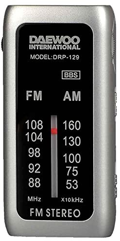 DRP-129 Radio analógica Am/FM, Auriculares incluidos, Ajuste Superbass, Pinza de sujeción extraíble.