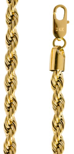 Dubai collections 55,9 cm Kordelkette 7 mm 24 K Premium Fashion Diamantschliff Schmuck Halsketten Made to Wear Alone/W Anhänger Garantie für ein Leben