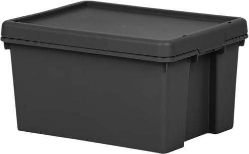 Wham Bam Recycled Storage Box and Lid Black 16Ltr | Space-saving stackable design keeps kitchen ingredients or supplies clean, dust-free, and organised in dry storage.