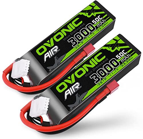 OVONIC Lipo Batterie 3s 3000mAh 50C 11.1V Lipo avec Connecteur Dean Style T pour RC Avion Hélicoptère Voiture Camion Truggy Hobby DIY (2 pcs)