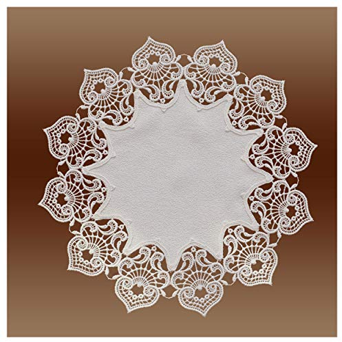 kollektion MT Feines Deckchen Sally Natur Luftspitzen-Rahmendeckchen Echte Vogtländischer Spitze rund 40 cm