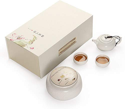 SijiHua Tea Cup Portable Travel Tea Set (4-Piece Set) 1 Pot 2 Cups 1 teapot Yellow