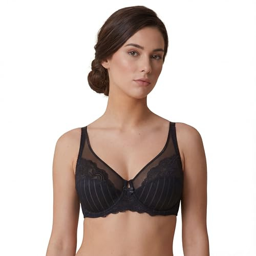 Selene, Reggiseno Contenitivo Donna in Pizzo, con Ferretto e Senza Imbottitura, Collezione Mariluz, Colore Nero, Taglia 9C
