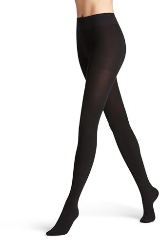 FALKE Womens Family W Sustainable Cotton Plain Tights, Black 3009, S UK