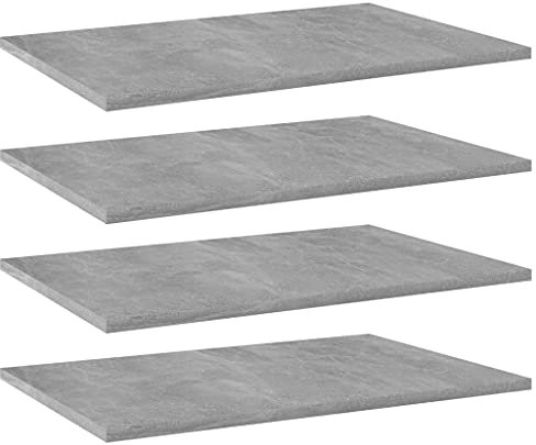 vidaXL 4X Bücherregal Brett Wandboard Wandregal Regal Regalboden Wand Board Ablage Hängeregal Schweberegal Betongrau 60x40x1,5cm Holzwerkstoff