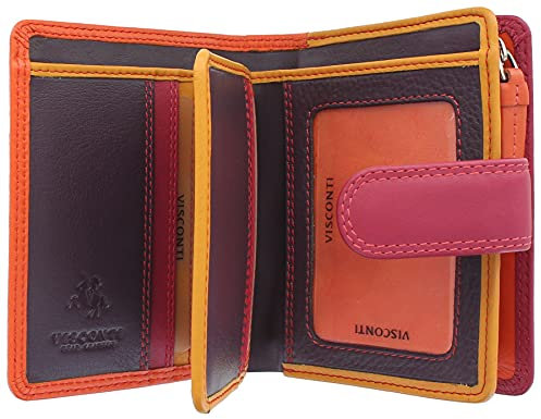 VISCONTI Leather Rainbow Collection Bali Portefeuille avec blocage RFID RB40 Orange Multicolore, Orange multicolore., Taille unique, Moderne