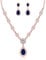 wynn's Wedding Jewellery Set for Women, Silver Necklace Dangle Earrings Set, Rose Gold Bridal Jewellery Set with Sapphire Blue AAAAA Cubic Zirconia, Allergy Free Jewellery Set for Bridal Bridesmaid