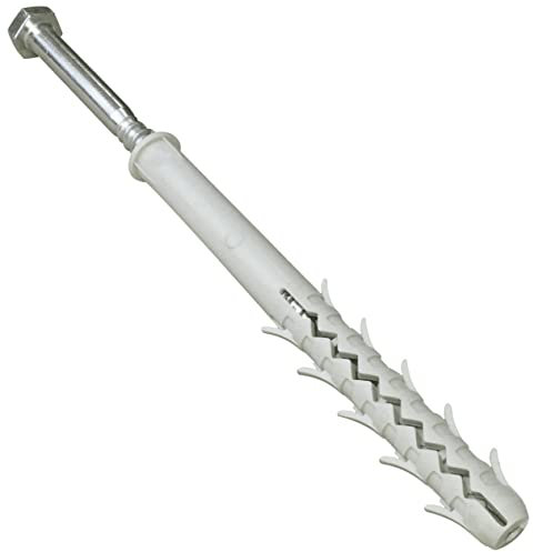 AERZETIX - C57452 - Lot de 5 Chevilles en Plastique à tête fraisée à ailettes Ø16x180 mm + 5 vis tirefonds Ø12x180 mm à Empreinte 6 pans en Acier - Couleur Argent