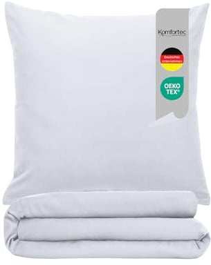 Komfortec Premium Superweiches Bettwäsche 2teilig 155x220 cm Bettbezug + 80x80 cm Kissenbezüge, gebürstet 100% Mikrofaser, Weiß