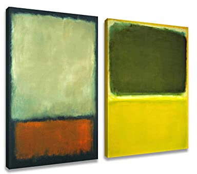 Lasite 2 Piece Mark Rothko Leinwandbilder Kunstdruck Bilder Reproduktion Leinwanddruck Bilder Leinwand Gemälde Wanddekoration gerahmt fertig zum Aufhängen（80x120cm31x47inchx2,Gerahmt