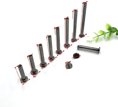 10 Pcs 25mm-60mm Luggage Leather Metal Craft Solid Screw Nail Rivet/Strap Rivets/Book Screws/Photo Album/Recipe Rivet-Gun Black,60mm