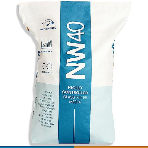 NW40 Saco de 20 kg Arena de Vidrio filtrante para Piscina - Alta Capacidad de retención de partículas, Ahorro de químicos, energía y Agua