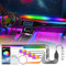 YAOBLUESEA Auto Innenbeleuchtung LED USB, RGBIC RGB 5V Regenbogen-Umgebungslichtern Atmosphärenlicht mit 4 Fußraumbeleuchtung, Steuerung per Fernbedienung USB APP, Ambientebeleuchtung Musik Strip